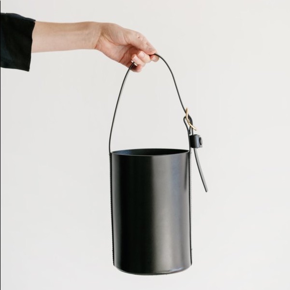 Trademark Black Leather Bucket Bag